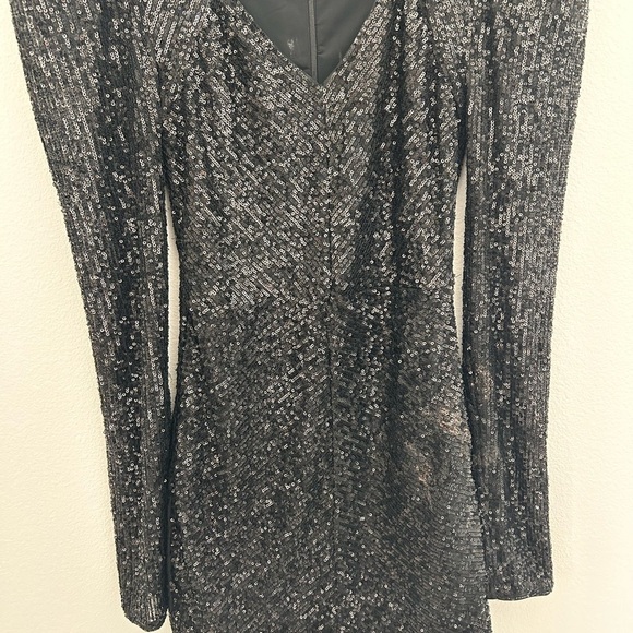 Michael Costello x Revolve Sequin Mini Dress Black Small Cutout Bodycon - Picture 3 of 6